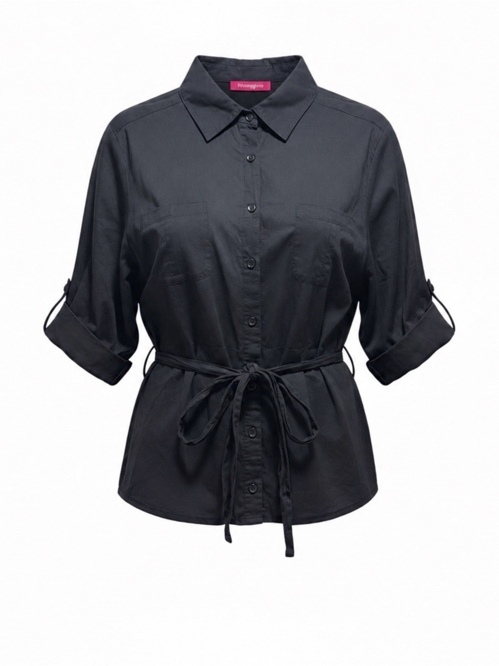 Pennington's Black Belted Button Down Shirt Size X 100% cotton NWT Brand New